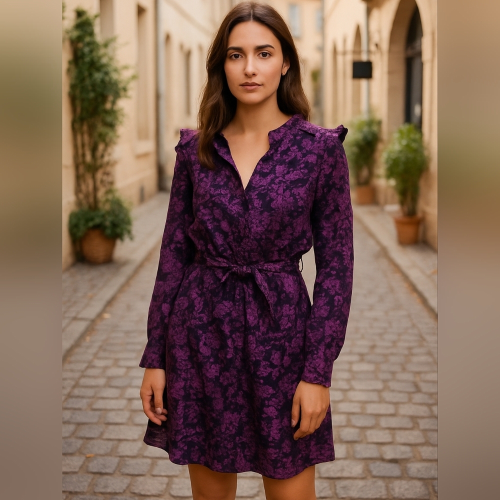 Erdem X Universal Standard Floral Long Sleeve Ruffle Detail Dress
